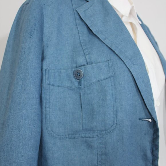 Lauren Ralf Lauren men  Elegant Blue Blazer Patch Pockets Button Closure Sz14/XL - Picture 5 of 8